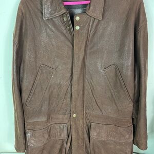 Men’s Coach Brown Leather Suede Coat Size Medium